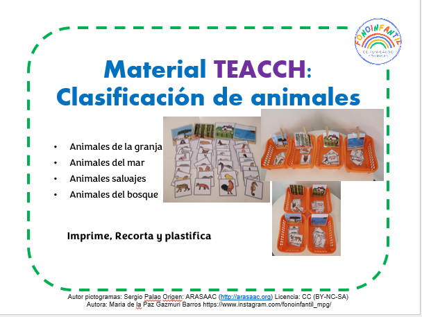 Material TEACCH: Clasificación de animales